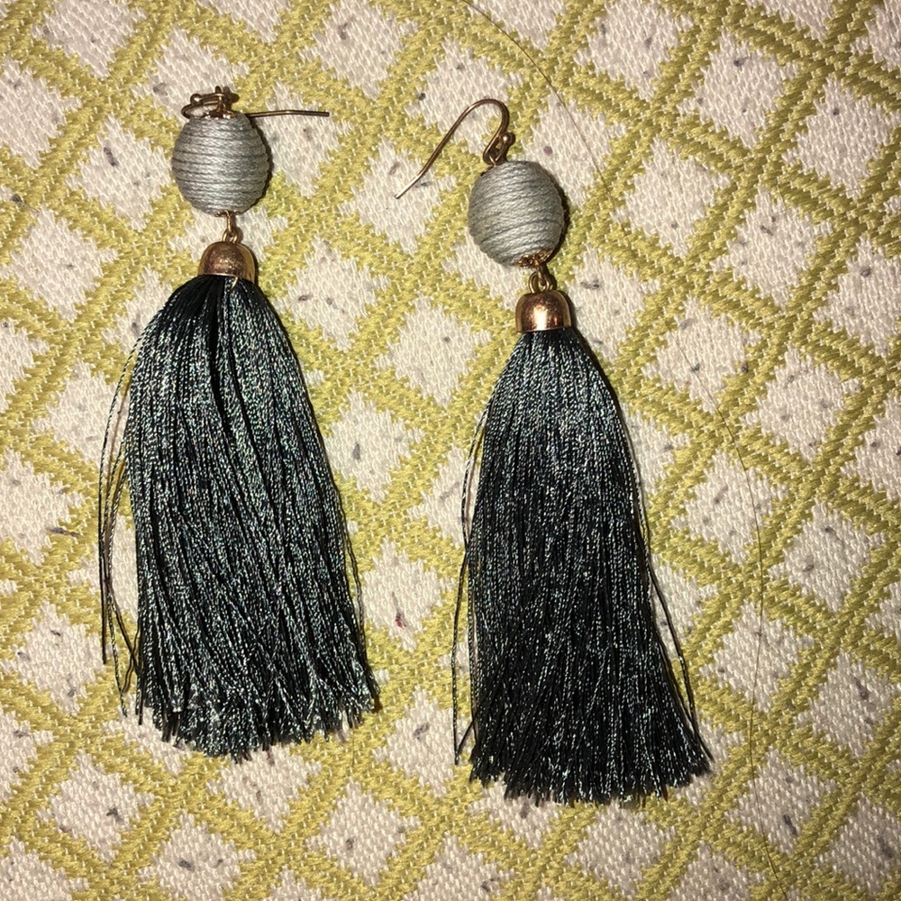 Gray tassel earrings
